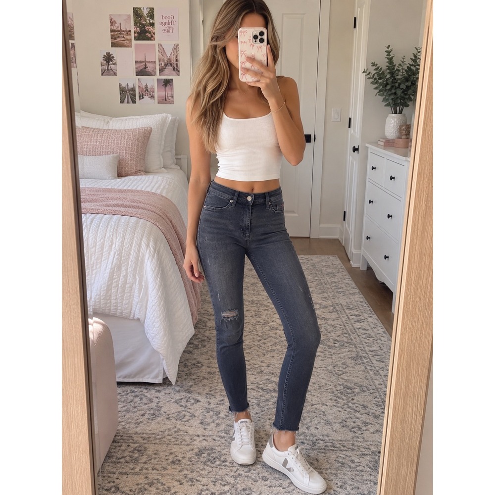 Hudson Nico Mid Rise Super Skinny Jeans Women's 27 Gray Wash
